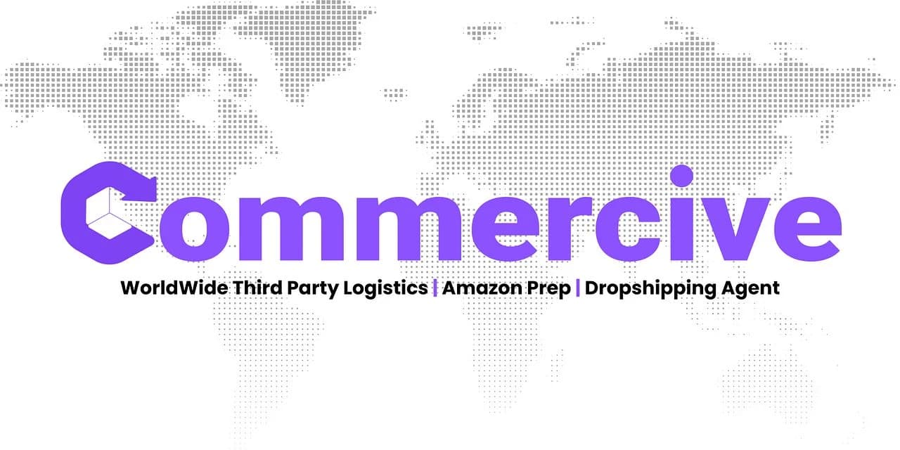 Commercive worldwide third party logistics, Amazon prep and dropshipping agent banner from its Whop listing for ecommerce fulfillment