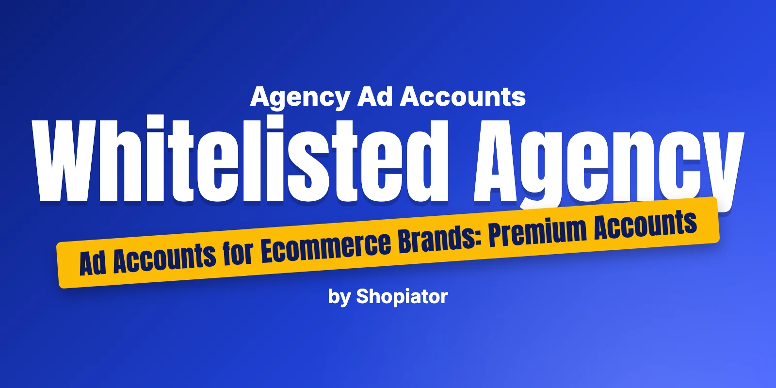 Whitelisted Agency Ad Accounts for Ecommerce Brands - Premium Accounts