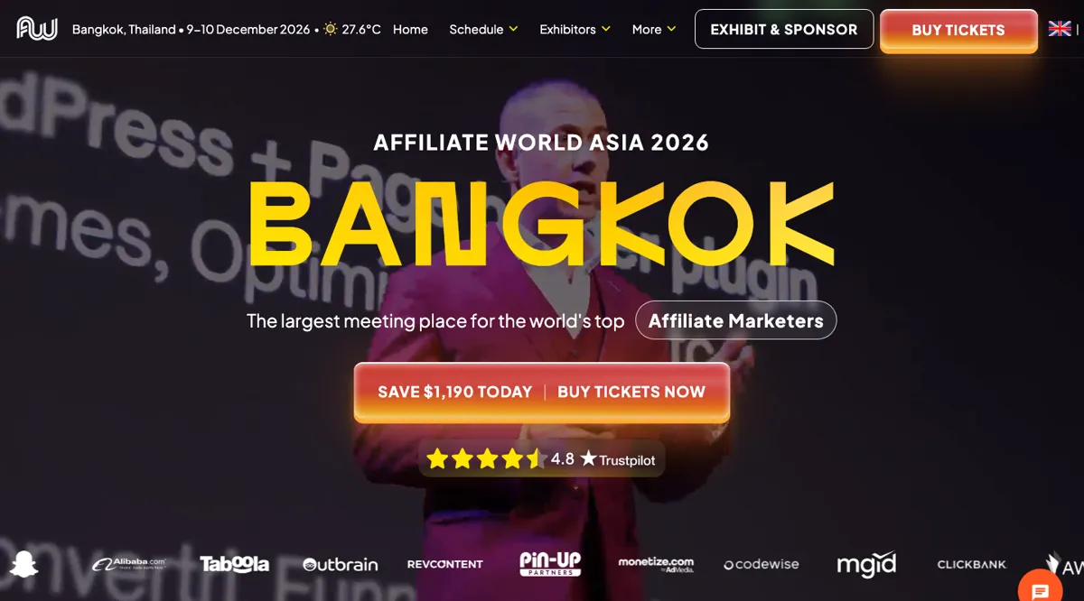 Affiliate World Asia 2026 in Bangkok, December 9-10, the biggest affiliate marketing event of 2026